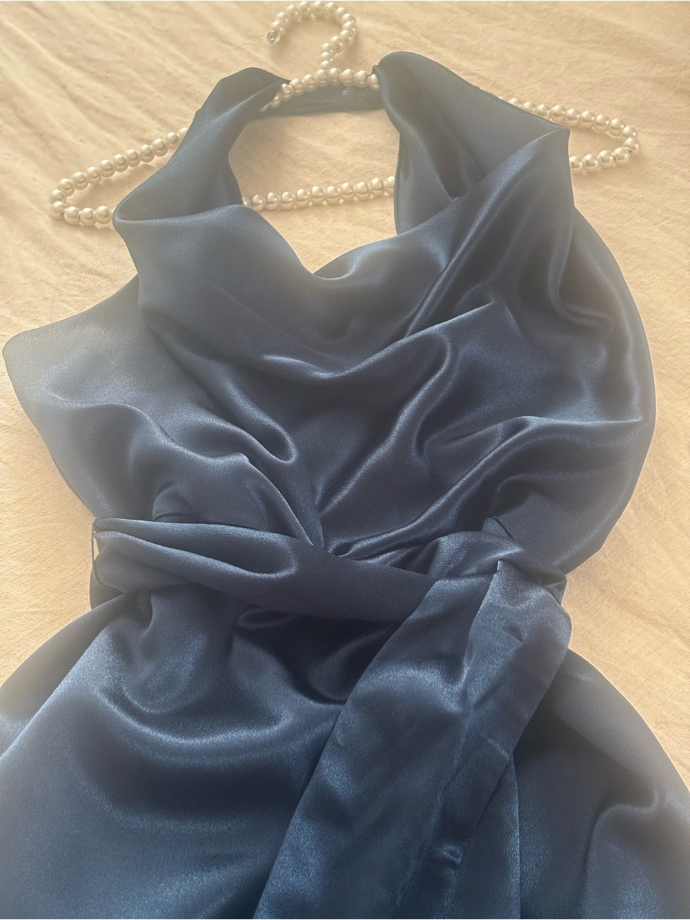 Sapphire satin halter gown.  Feel Beautiful ! Size 10